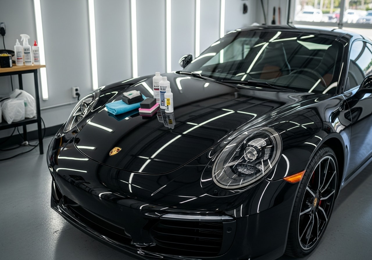 Porsche 911 Carrera with high-gloss ceramic coating finish, Fort Lauderdale