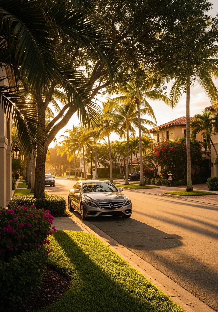 Fort Lauderdale residential street with palm trees and well-maintained homes near the downtown corridor.